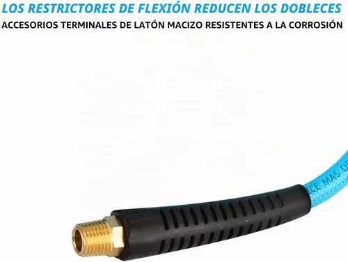 Vista 3 de 1/4''×10 pies Manguera de aire de retroceso de PU, manguera de compresor de aire con accesorios giratorios y restrictores de curvatura