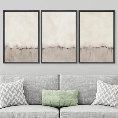 Vista 614 de SIGNWIN Lienzo enmarcado para pared, juego de arte pastel con cadena montañosa, bosque, niebla, naturaleza silvestre, ilustraciones modernas, arte