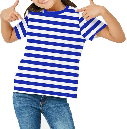 Vista 4 de Deerose Camiseta unisex de Halloween a rayas para niños de 3 a 14 años