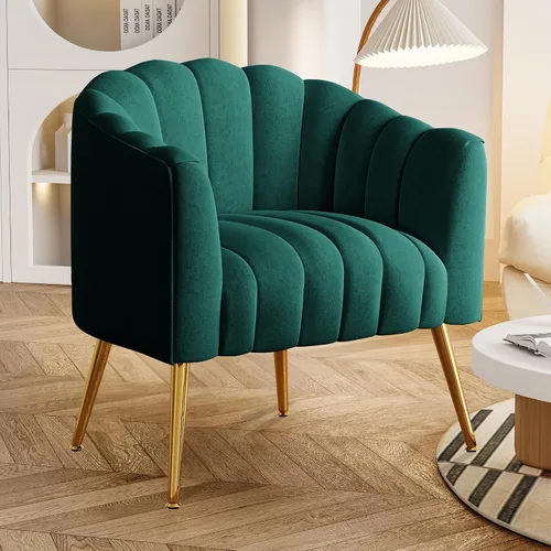 Vista 16 de Dewhut Silla de Acento de Sofá con Forma de Calabaza de Tamaño Grande, Sillas Tipo Barril Modernas y Cómodas Tapizadas en Terciopelo, Sillón