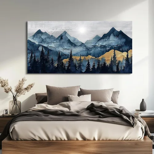 Vista 2 de FUHAIHUA Arte de Lienzo para Pared de Sala de Estar Decoración de Pared para Dormitorio Oficina Decoración de Pared Pintura de Paisaje de Montaña