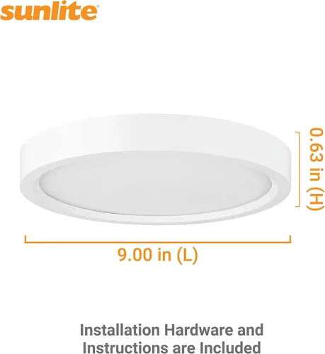Vista 4 de Sunlite Mini panel redondo LED de 9 pulgadas, 18 W (75 W = ), 1100 lúmenes, 30K/40K/50K CCT seleccionable, regulable, acabado blanco, vida útil