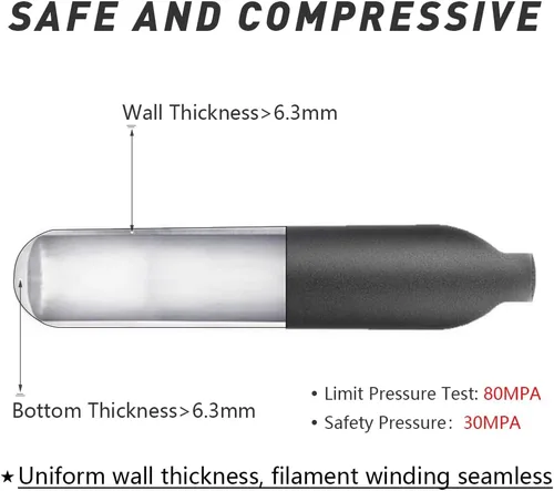 Vista 4 de Botella de aire de aluminio de 4500 psi, cilindro de PCP aeronáutico a prueba de explosiones de 30 Mpa, tanque de alta presión recargable M18 * 1.5