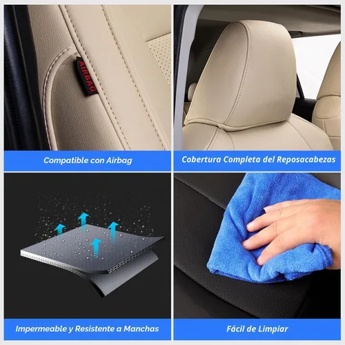 Vista 7 de coverdream Fundas de asiento personalizadas para Toyota RAV4 2019-2025, no Piel sintética (beige)