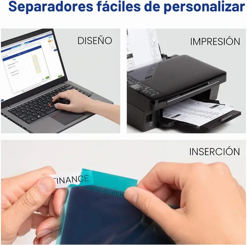 Vista 2 de Avery Big Tab - Separadores de plástico insertables con 2 bolsillos para carpetas de 3 anillas, juego de 5 pestañas, multicolor brillante de dos