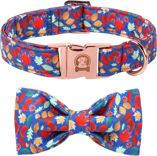 Vista 39 de MR. CHUBBYFACE - Collar de perro de San Valentín con corbatín, lindo collar de perro con corazón azul con hebilla de metal, collar de algodón