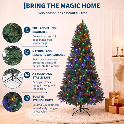 Vista 7 de Aptliton Árbol de Navidad artificial preiluminado de 7.5 pies con aguja