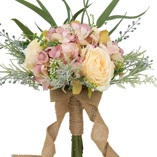 Vista 9 de LESING Ramos de novia de 11.8 pulgadas, rosas artificiales hechas a mano, románticos, para novia, dama de honor, celebración de flores, 11.8 Ramo
