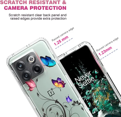 Vista 2 de Funda para OnePlus 10T/OnePlus Ace Pro CPH2415 con protector de pantalla de vidrio templado, cuerpo completo transparente con protección de diseño