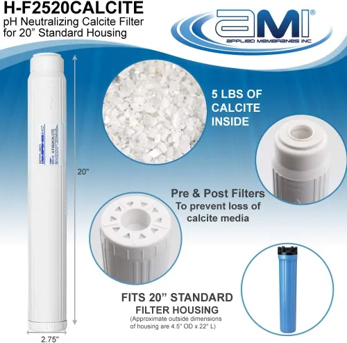 Vista 2 de APPLIED MEMBRANES INC Cartucho de filtro de agua de neutralización de pH Filtro de calcita para aumentar la alcalinidad del agua de pH bajo