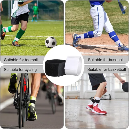 Vista 3 de Liliful Espinilleras antideslizantes para fútbol, 12 unidades, para calzar, calcetines de fútbol, correas fijas para deportes, patadas, correr