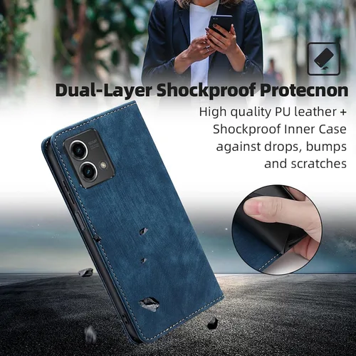 Vista 4 de Funda tipo cartera para Motorola Moto g Stylus 5G 2023 con tapa para teléfono con bloqueo RFID (azul)