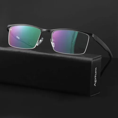 Vista 6 de Agstum - Gafas de negocios para hombre con marco de metal, lentes transparentes
