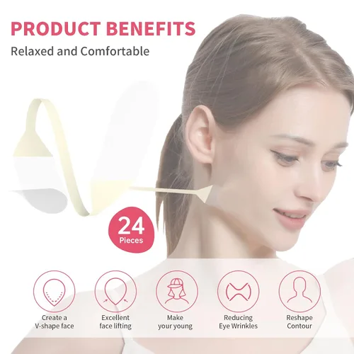 Vista 6 de DB11 Cinta de estiramiento facial, 24 unidades, cinta invisible ultrafina para rostro instantáneo, estiramiento facial en V, estiramiento facial