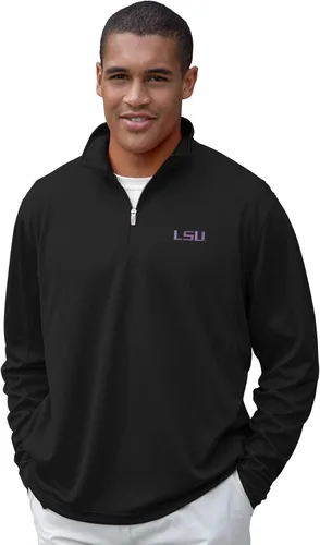 Vista 29 de Vantage Apparel Sudadera estándar universitaria micro malla de rendimiento negro con cremallera de 1/4 para hombre