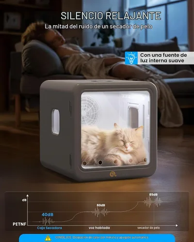 Vista 5 de PETNF - Caja secadora para mascotas para gatos y perros pequeños, cámara de secado automático de 70 litros con funcionamiento silencioso, flujo