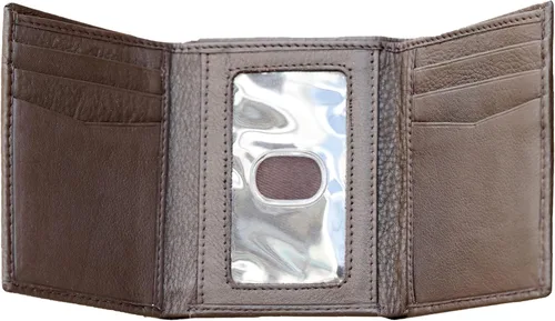 Vista 4 de ELIZO Billeteras Trifold para Hombres Cartera de Cuero REAL Slim Billetera Minimalista Compacto RFID Bloqueo - Java, Java, Trifold