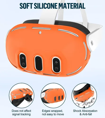 Vista 2 de Silicone Cover Set Compatible with OculusMeta Quest 3, VR Accessories Protective Cover Includes Controller Grips, Front Shell Headset Cover and Face