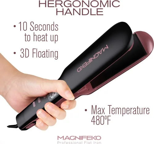 Vista 6 de Plancha de pelo de cerámica - Plancha - Plancha de Cabello Profesional (Negro)