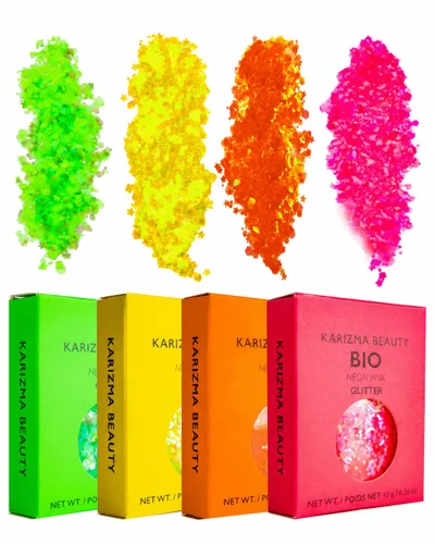 Vista 23 de KARIZMA 24K Gold Purpurina holográfica dorada Purpurina gruesa de 0.35 onzas para la cara, el cabello, los ojos y el cuerpo, para mujer. Purpurina