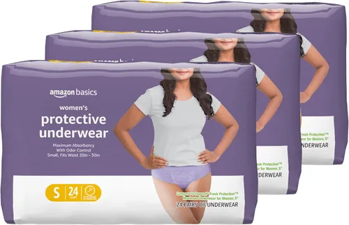 Vista 15 de Amazon Basics - Ropa interior protectora para mujer, para incontinencia y posparto, máxima absorción, talla S, lavanda, 24