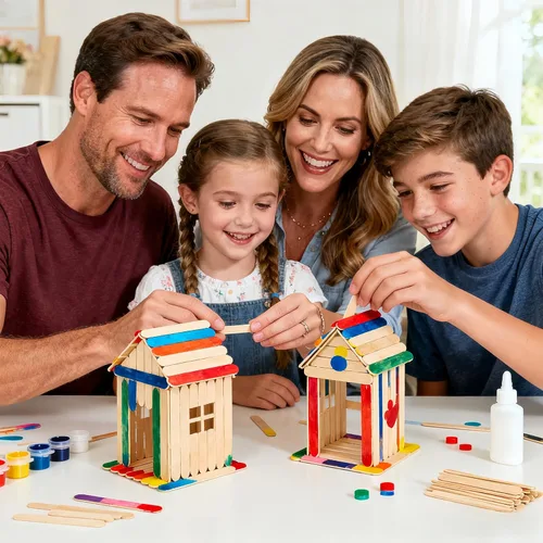Vista 5 de 300 palitos de abedul natural para manualidades, 3 anchos y longitudes surtidos para bricolaje avanzado, modelos arquitectónicos y construcción
