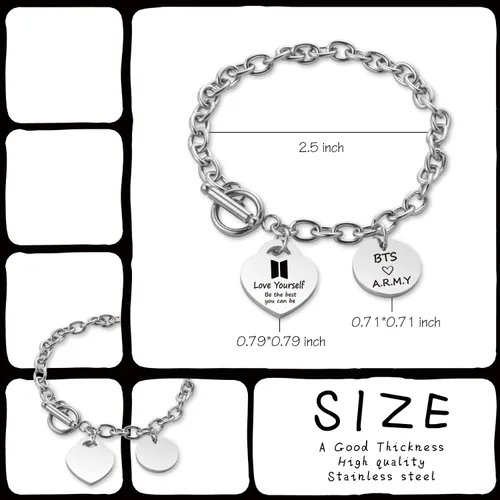 Vista 3 de LACAKU BTS Gift Bangtan Boys Pulsera Kpop BTS Fan Bracelet Love Yourself Army Bangtan Boys Fans Jewelry Gift ARMY Pulsera BTS Lover Gift Be The
