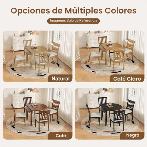 Vista 9 de P PURLOVE Juego de comedor redondo de 3 piezas para 2, mesa de madera