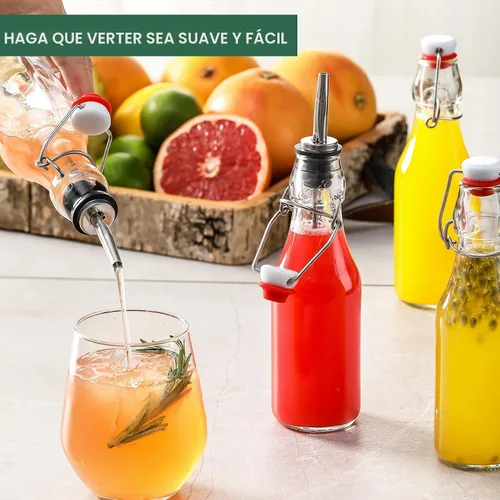 Vista 4 de Paquete de 8 botellas de vidrio con tapa abatible de 8.5 onzas, botellas