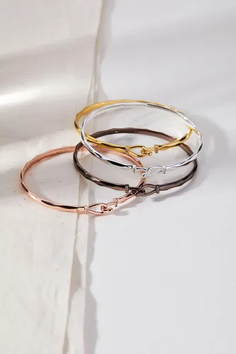 Vista 4 de Alex and Ani Pulsera de tensión de gancho facetado brillante plateado