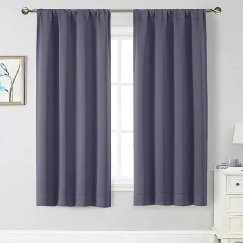 Vista 142 de Cortinas opacas para dormitorio, sala de estar, juego de 2 paneles de 54 pulgadas de largo, cortinas de oscurecimiento de habitación con aislamiento