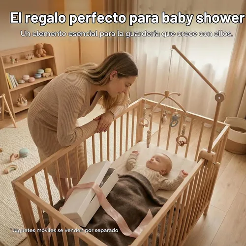 Vista 7 de let's make Brazo móvil para cuna de bebé, soporte de madera para cuna de bebé, altura ajustable para colgar cuna de bebé, accesorio para decoración