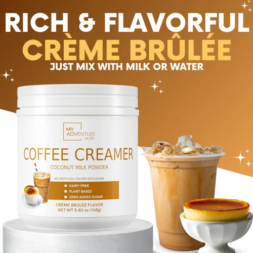 Vista 5 de Crema de café en polvo sin lácteos, crema en polvo sin azúcar para café caliente o helado, crema keto para mujeres y hombres, crema de coco baja