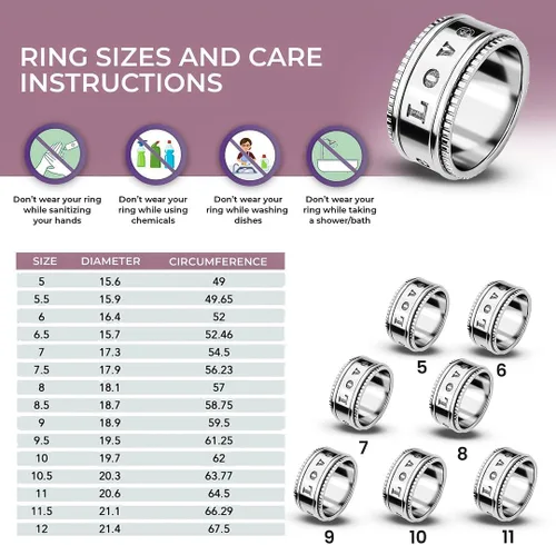 Vista 5 de Shop LC - Anillo giratorio de plata de ley 925, bohemio, hecho a mano, joyería única para hombres y mujeres, anillo para aliviar la ansiedad