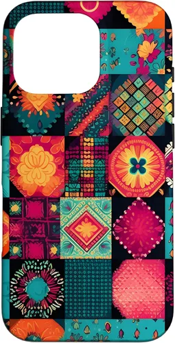 Vista 20 de Inspirado en el edredón de retazos para iPhone 16 Amante del acolchado Funda bohemia colorida