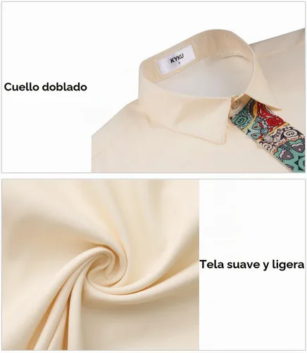 Vista 8 de KYKU Hawaiian Shirt for Men: Tropical Summer Beach Short Sleeve Button Down Shirt with Pocket Camisa de verano beige para hombre