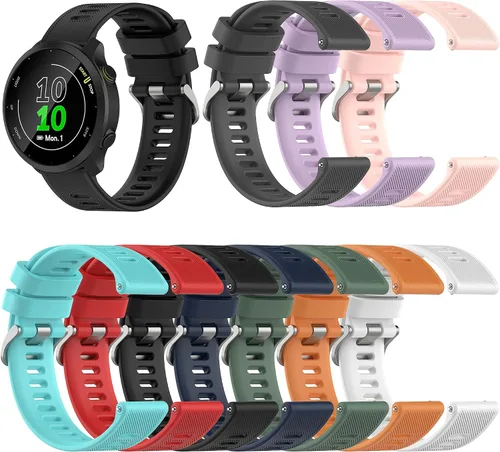 Vista 2 de Compatible con Garmin Forerunner 158/Forerunner 55, 0.787 in de ancho, correa de silicona de repuesto para Garmin Forerunner 158/Forerunner
