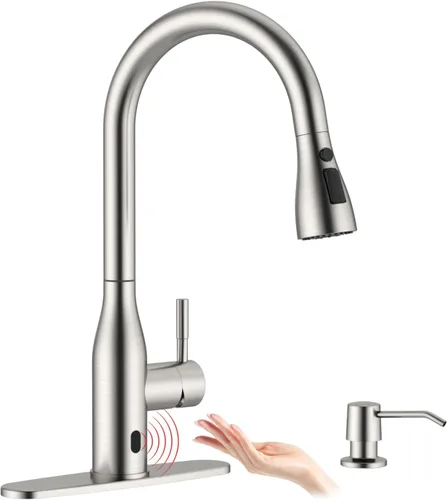 Vista 8 de APPASO Grifo de cocina de bronce con dispensador de jabón, grifo de fregadero de bronce frotado con aceite para cocina, grifo de fregadero de cocina