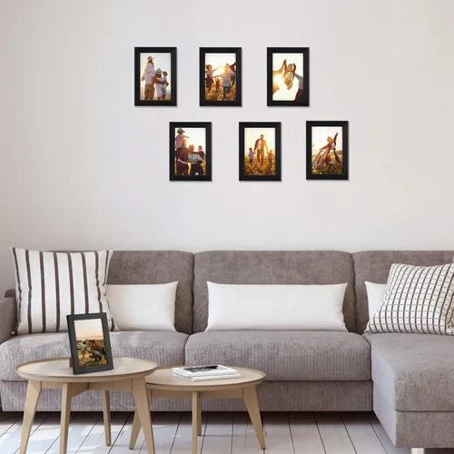 Vista 5 de Giftgarden - Juego de 7 marcos para fotos de 4 x 6 pulgadas, color negro, marcos para fotos de 4 x 6 pulgadas para pared o mesa