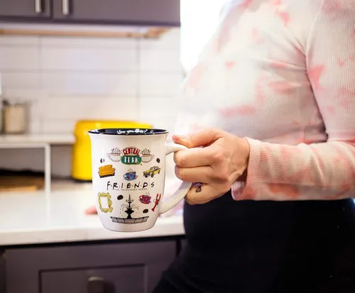 Vista 3 de Silver Buffalo - Taza de cerámica con el logotipo de Central Perk de la serie Friends, de borde ancho, de 16 onzas