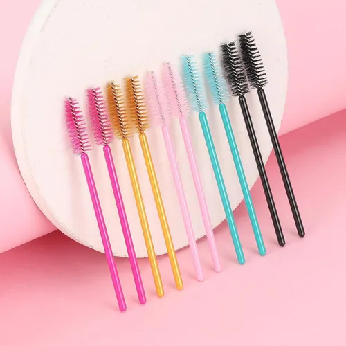 Vista 5 de Tbestmax 500 Varitas de Rímel Desechables Cepillo de Pestañas Spoolies para Ceja Extensión de Pestañas de Ojo, Kits de Aplicadores de Brochas de 5