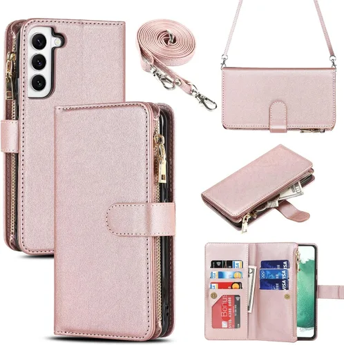 Vista 13 de iCoverCase para Samsung Galaxy S22 - Funda tipo cartera con soporte y bolsillos para tarjetas, funda de piel sintética con cierre magnético
