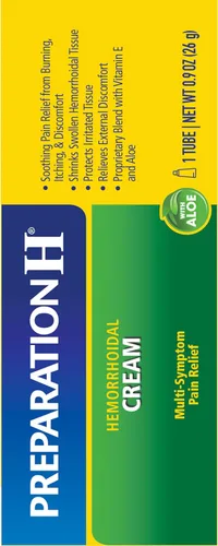 Vista 9 de Preparación H Crema para Tratamiento de Síntomas de Hemorroides (0.9 onzas tubo), Alivio del Dolor de Máxima Potencia Multisíntoma con Aloe
