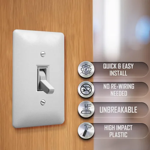 Vista 5 de TayMac 4000W Placa de pared para interruptor de palanca única, pintada, blanca, 1 banda