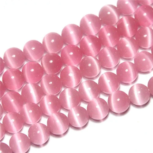 Vista 6 de Cuentas de Ojo de Gato Negro, Redondas de 6 mm, Piedras Preciosas Semipreciosas Sueltas para Fabricación de Joyas (63-66 piezas/cadena)