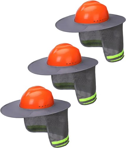 Vista 25 de Casco Industrial UNCO con Protector Solar, Verde, Visera Completa y Estándar de Malla, Alta Visibilidad Reflectante, Accesorio para Casco Duro