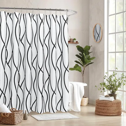 Vista 10 de Biscaynebay - Cortinas de tela texturizada a cuadros para baño