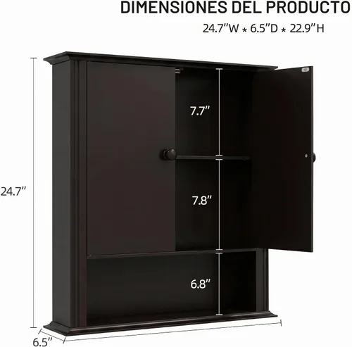 Vista 3 de Gabinete de pared del cuarto de baño, sobre el almacenamiento del inodoro Marrón