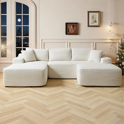 Vista 36 de Sofá seccional Cloud de 108 pulgadas, sofá seccional modular moderno con asiento profundo, sofás de pana sin estructura con chaise en forma de L