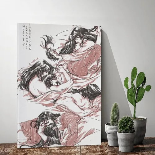 Vista 2 de ZHANGNA Tian Guan Ci Fu BL Anime 11 - Póster en lienzo para decoración de dormitorio, oficina, habitación, regalo, impresión artística de pared